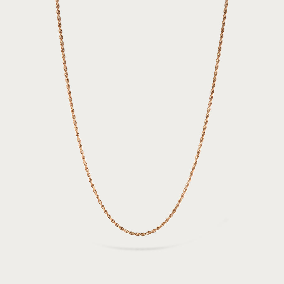Feine geflochtene Kette in Roségold, allergikerfreundlicher Schmuck aus robustem und wasserfestem Titan.