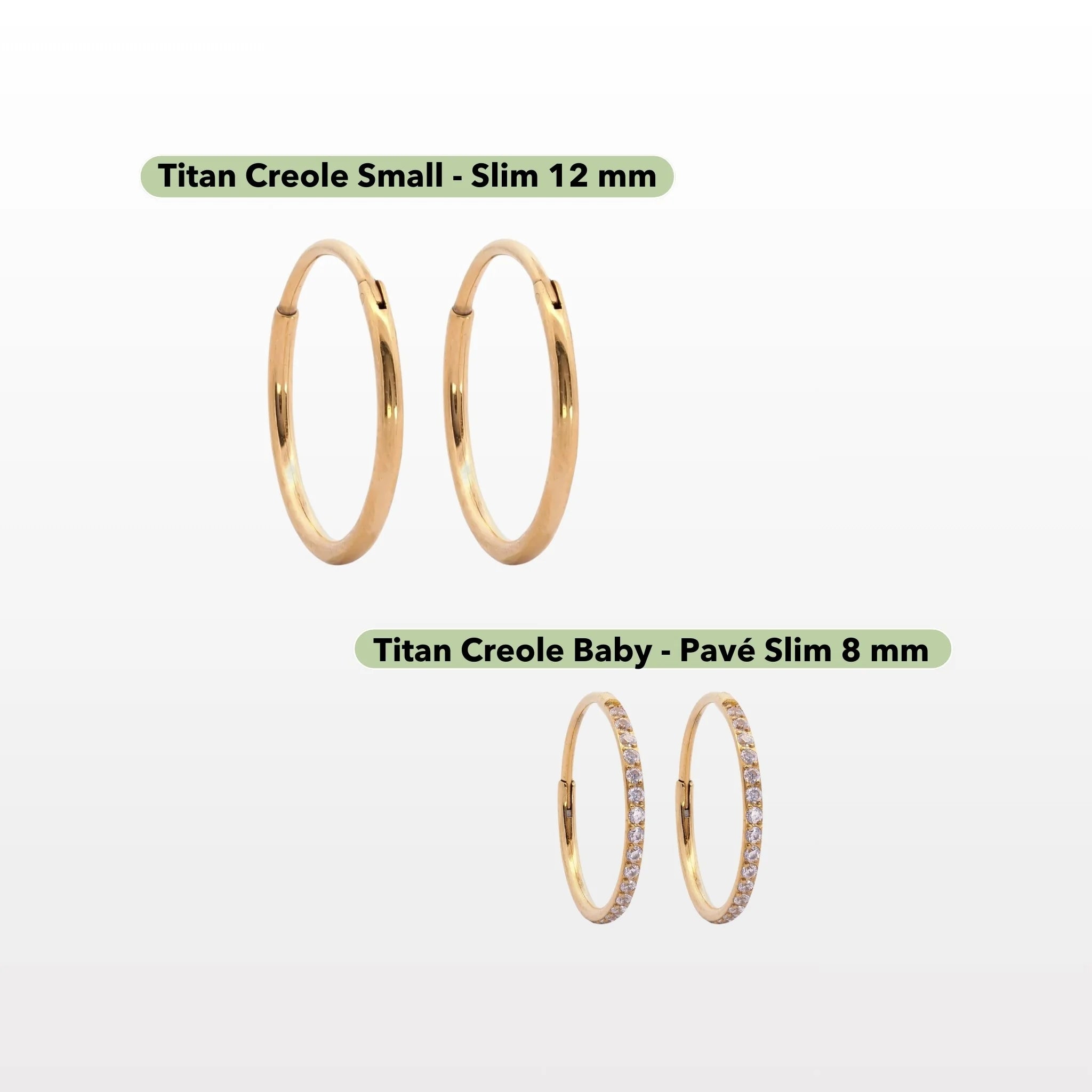 Titan Creolen Set Duo in Gold mit einer schlichten und einer funkelnden Pavé-Creole