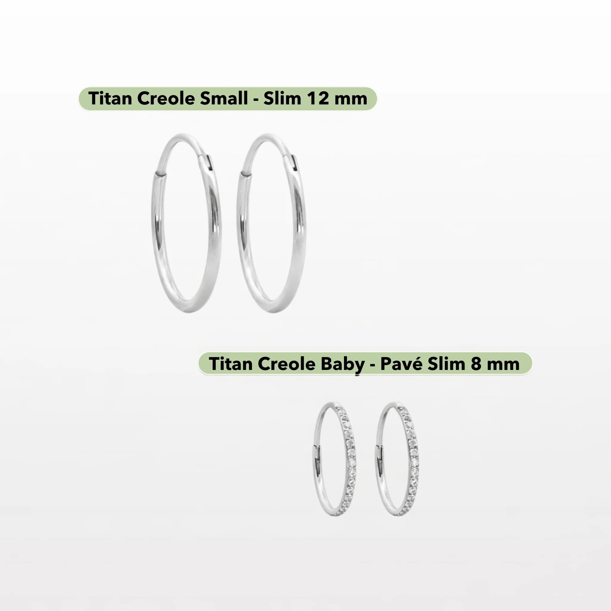 Titan Creolen Set Duo in Silber mit einer schlichten und einer funkelnden Pavé-Creole