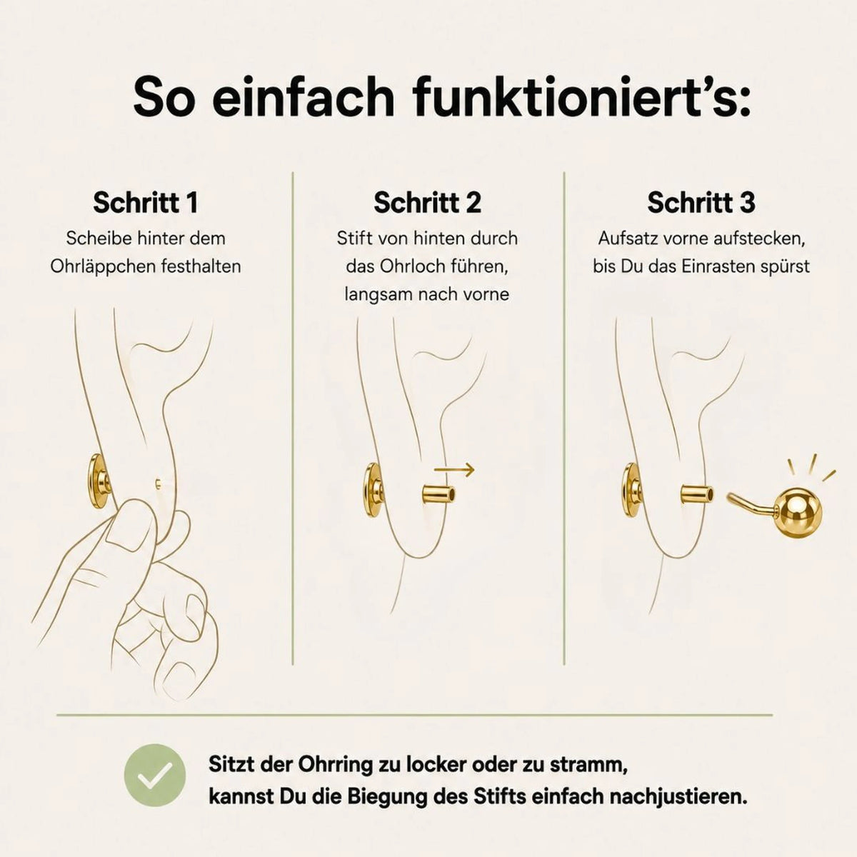 Titan Ohrstecker mit Zirkonia Stein Mini (mit flachem Verschluss)