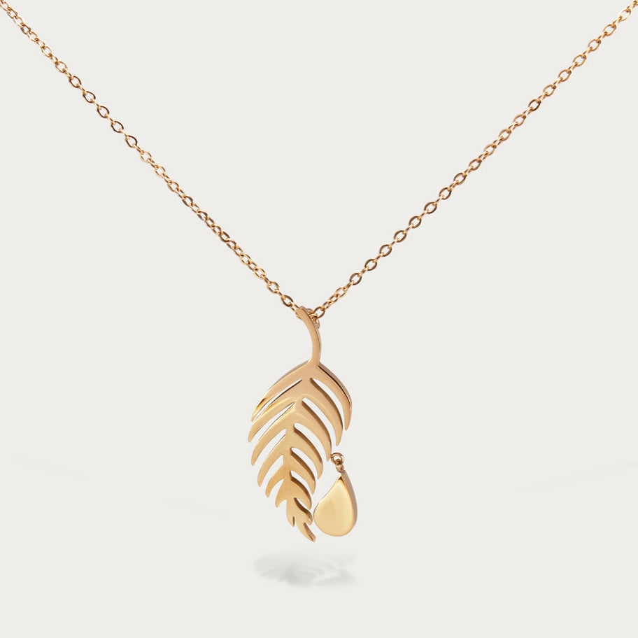 Kette mit Feder-Tropfen-Anhänger