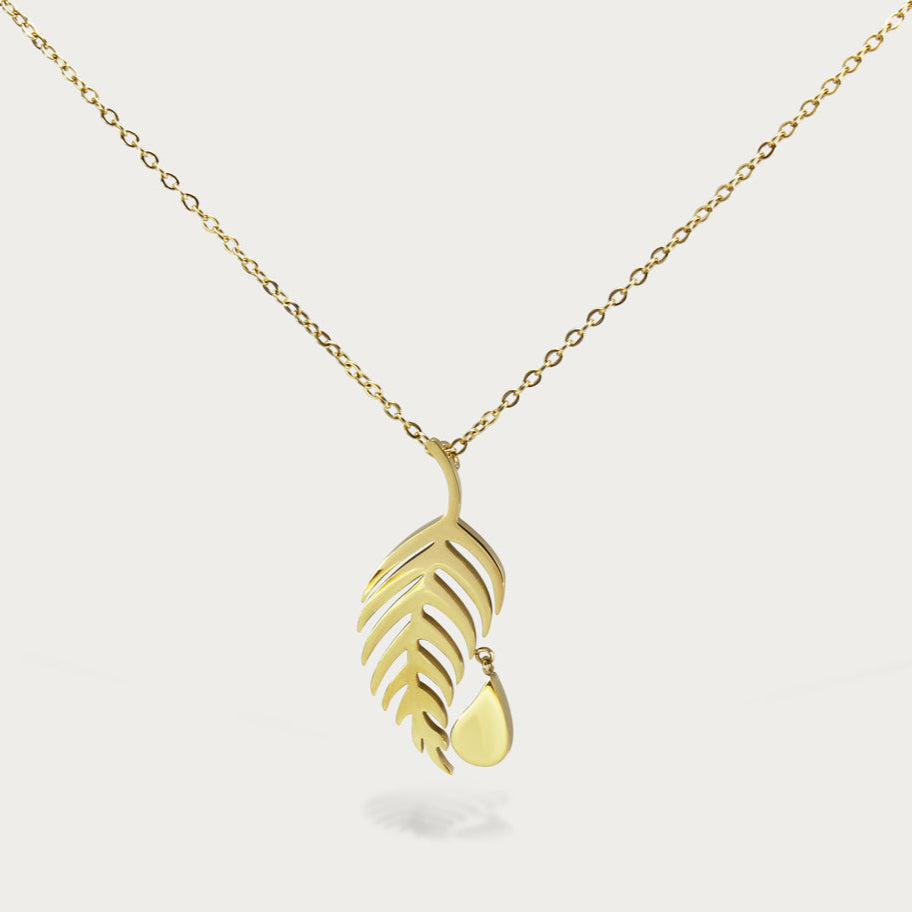 Kette mit Feder-Tropfen-Anhänger