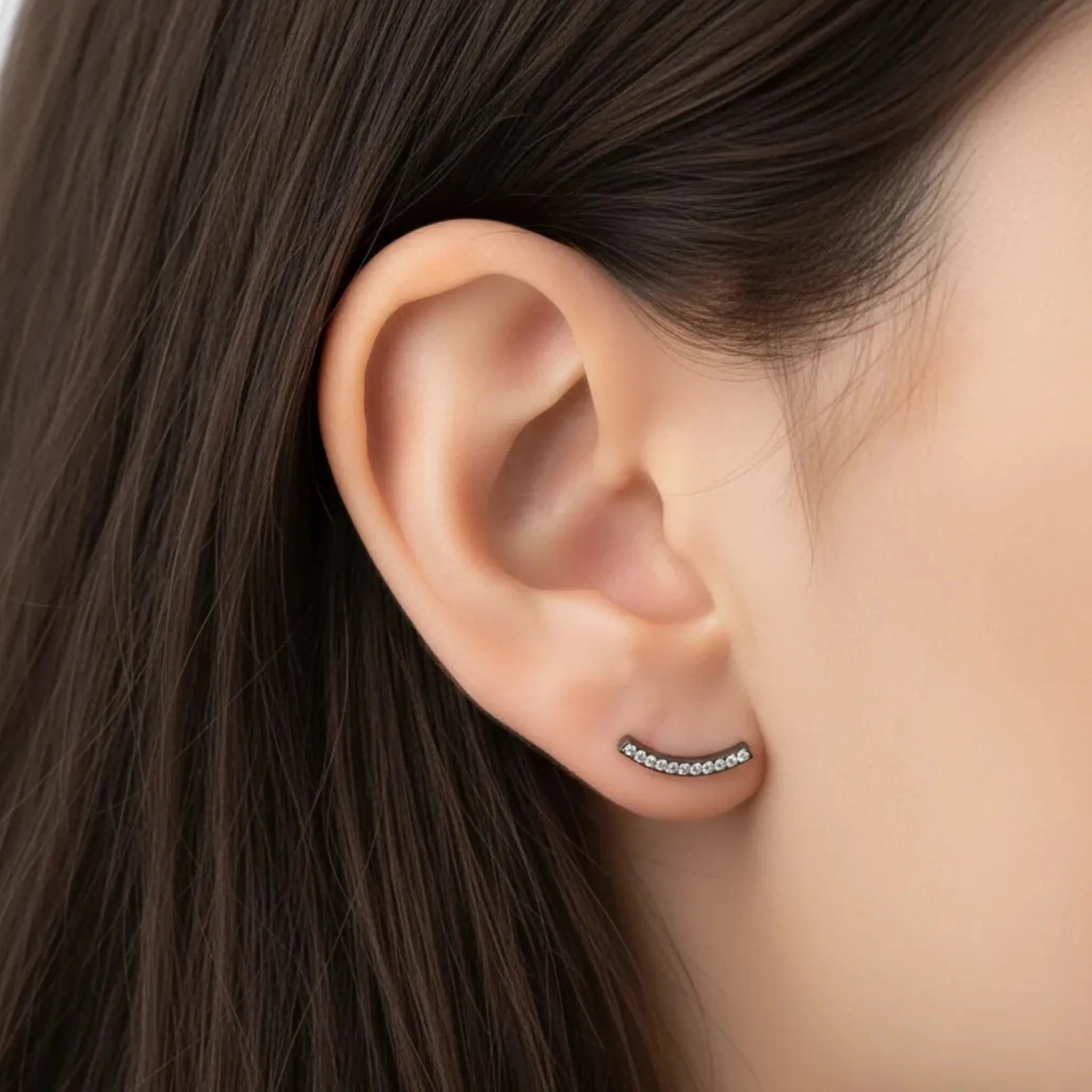 Titan Ohrstecker Bogen mit Kristallen