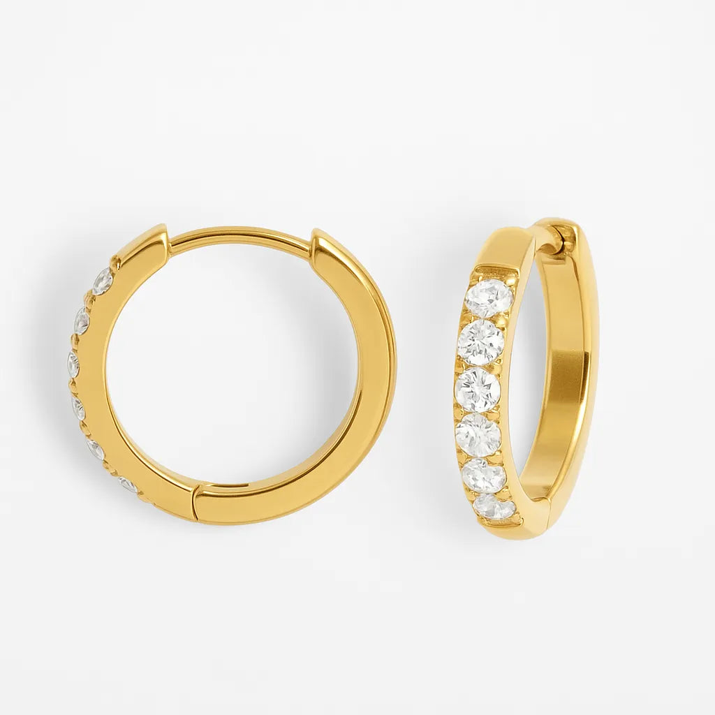 Titan Huggie Small – Pavé Zirkonia