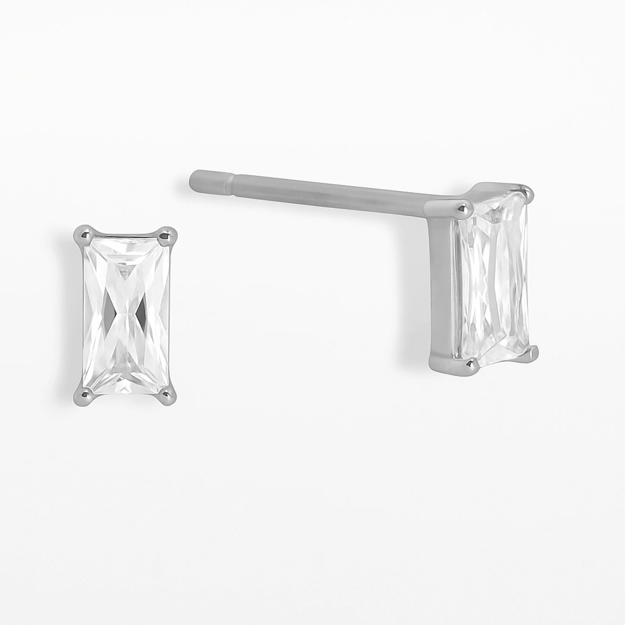 Titan Ohrstecker Baguette Zirkonia