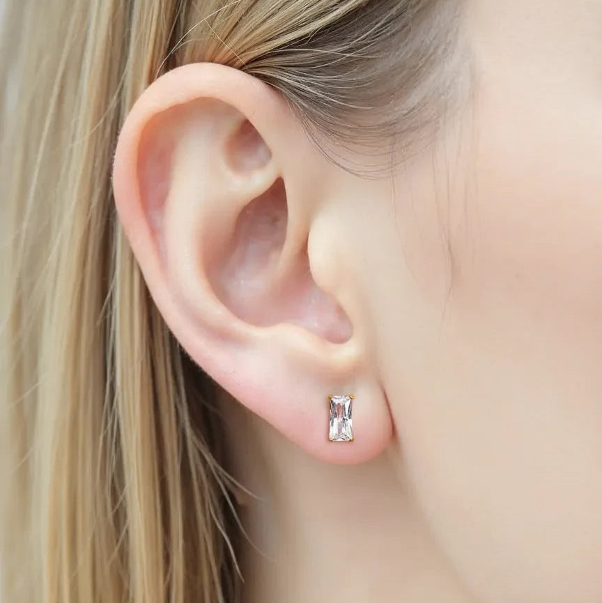 Titan Ohrstecker Baguette Zirkonia