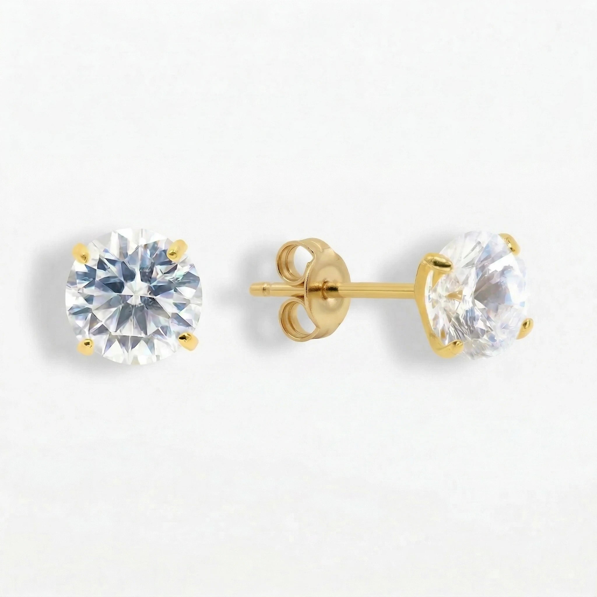 Goldener Titan Ohrstecker mit Zirkonia Stein Mini: Kleiner funkelnder Stein