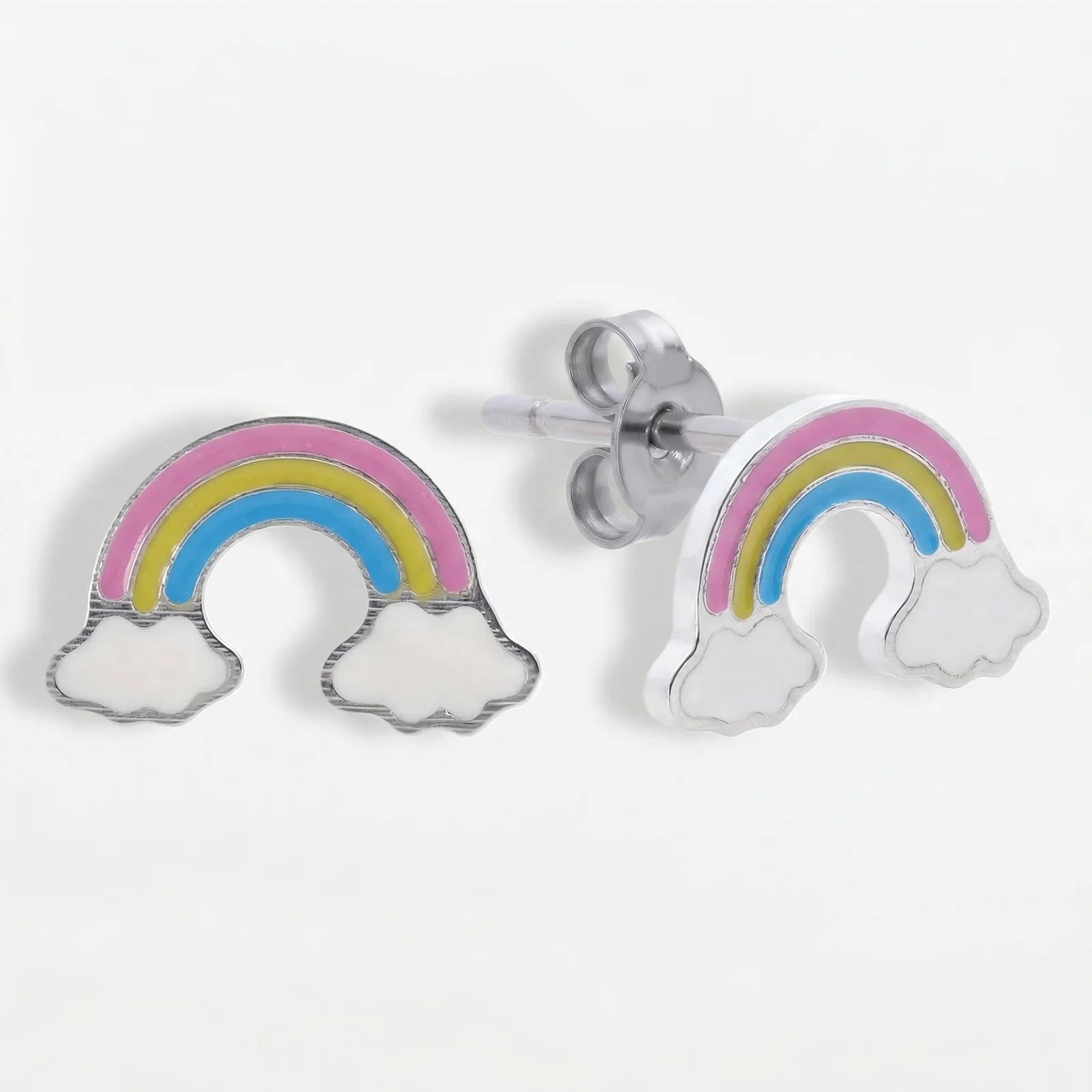 Titan Ohrstecker Regenbogen in Silber: Buntes Motiv in Bogenform