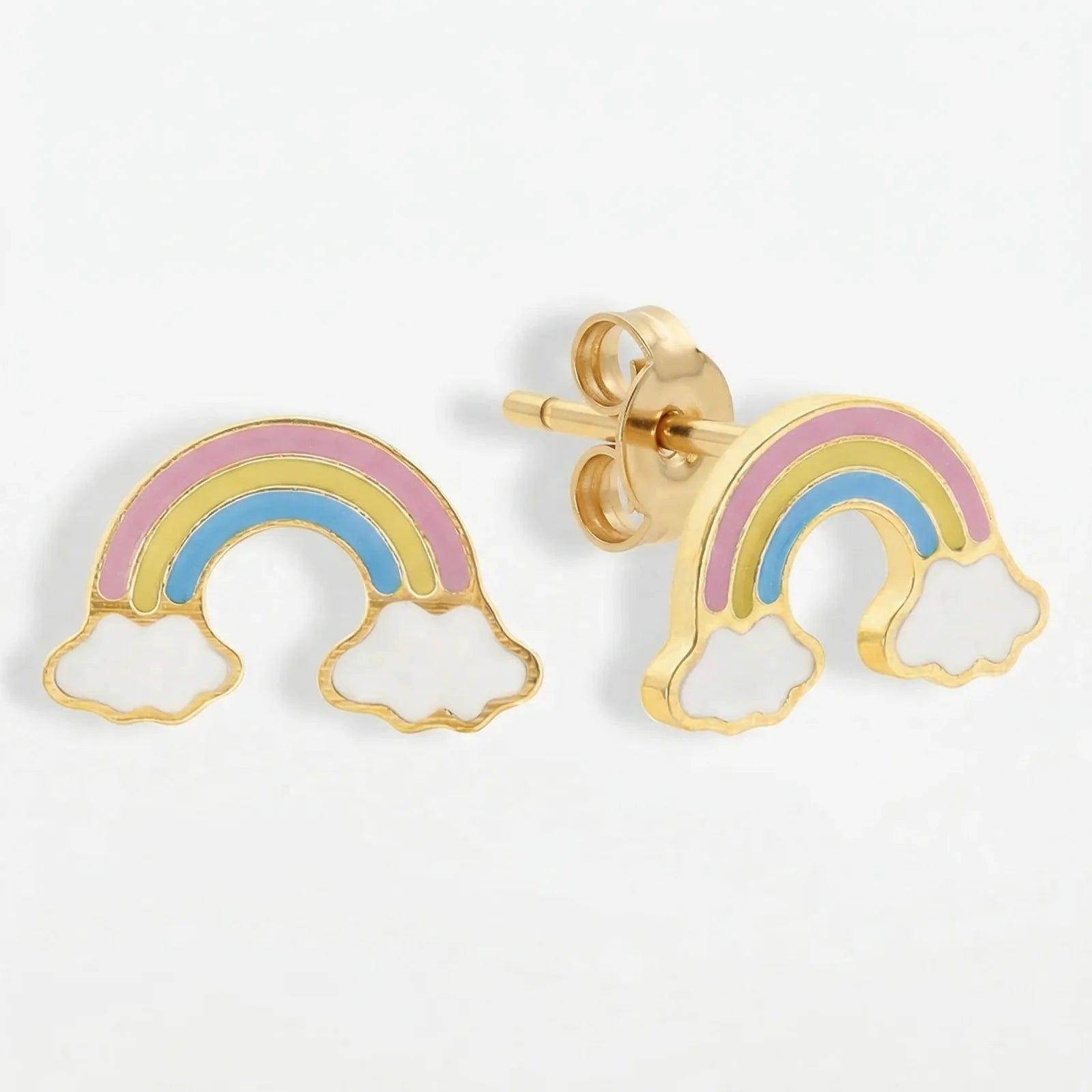 Titan Ohrstecker Regenbogen in Gold: Buntes Motiv in Bogenform