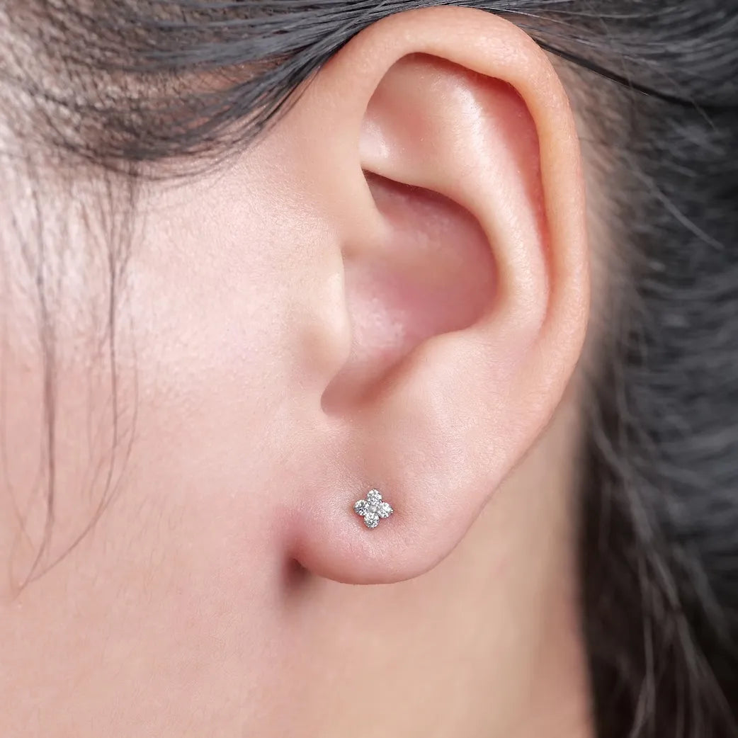 Titan Ohrstecker Zirkonia Blume