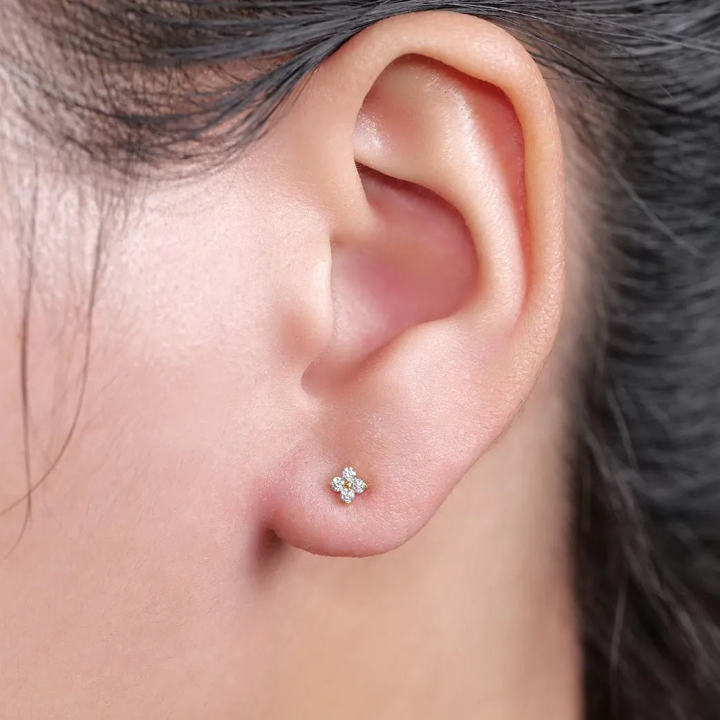 Titan Ohrstecker Zirkonia Blume