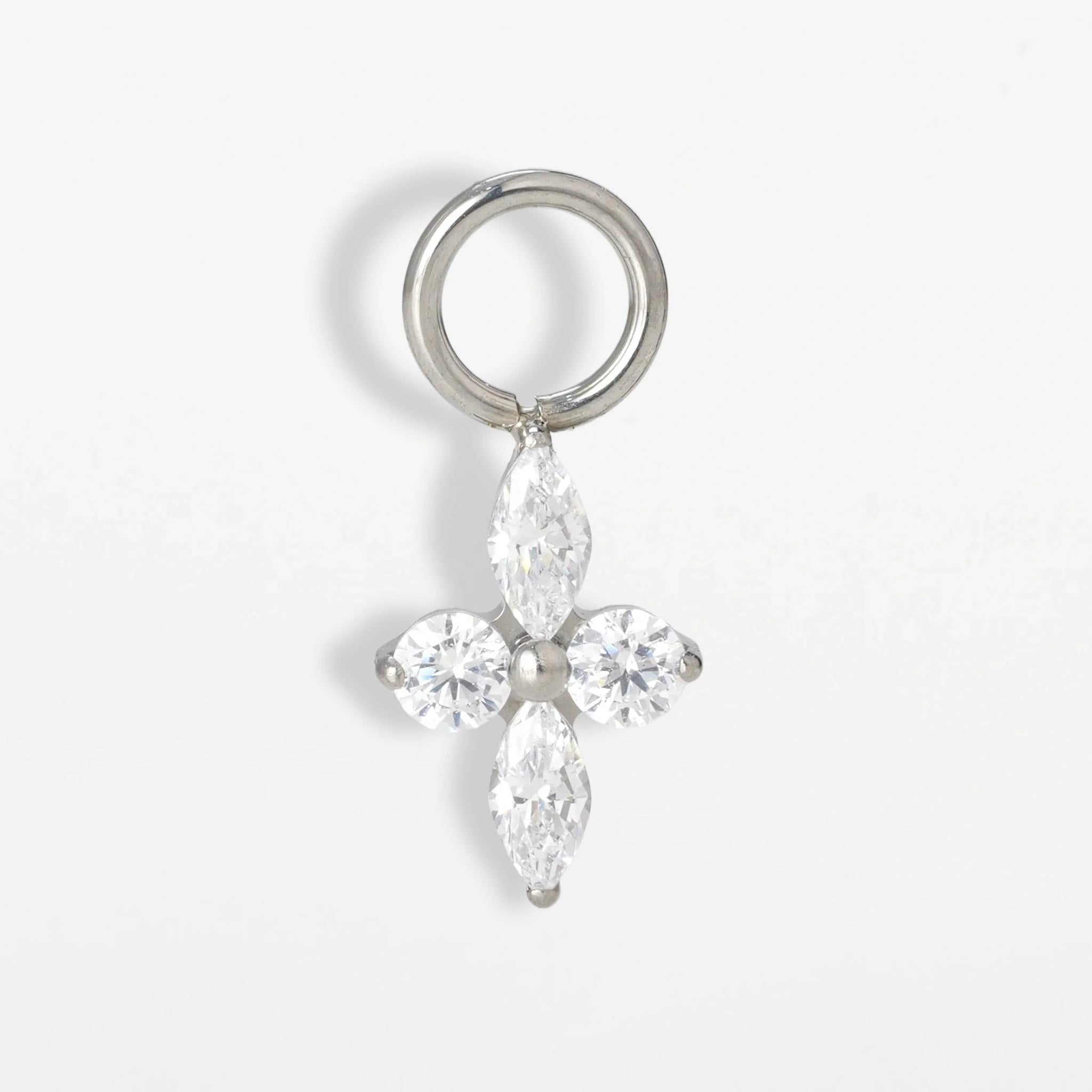 Titan Anhänger Blume mit Zirkonia (einzelner Charm)