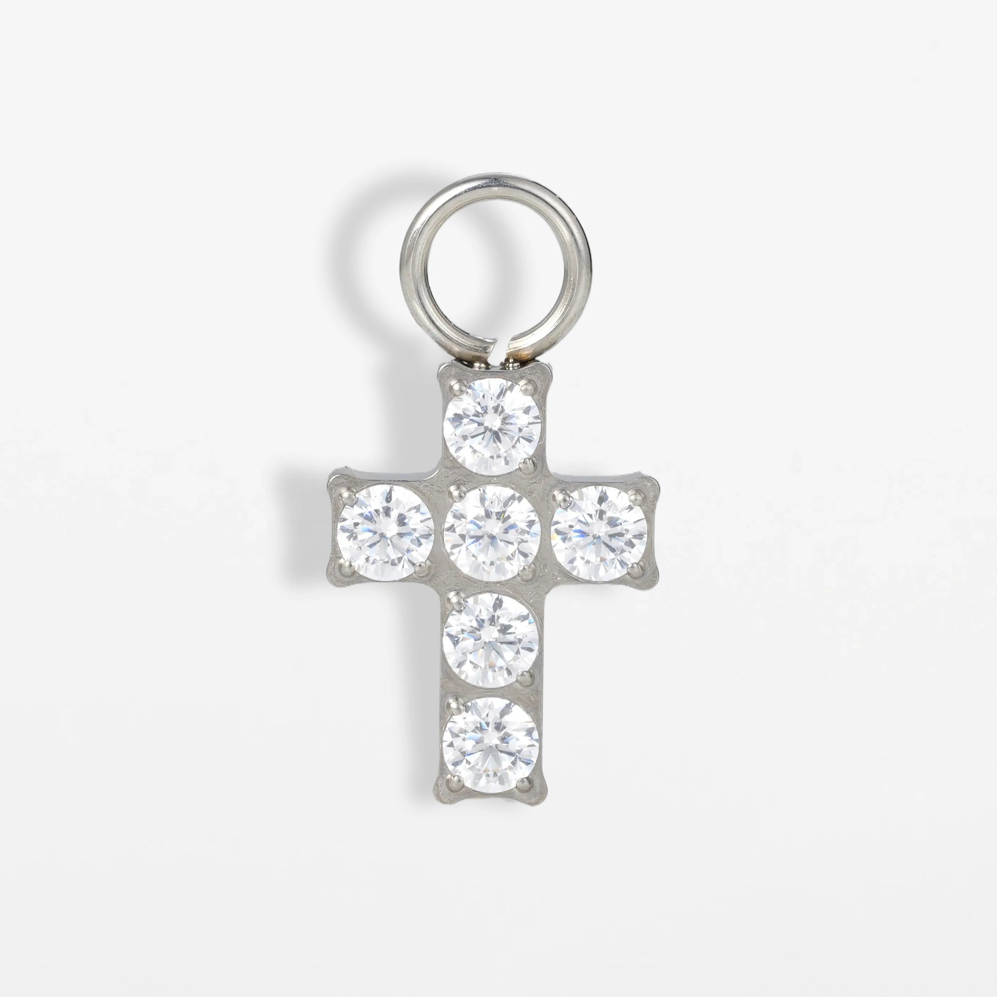 Titan Anhänger Kreuz mit Zirkonia (einzelner Charm)