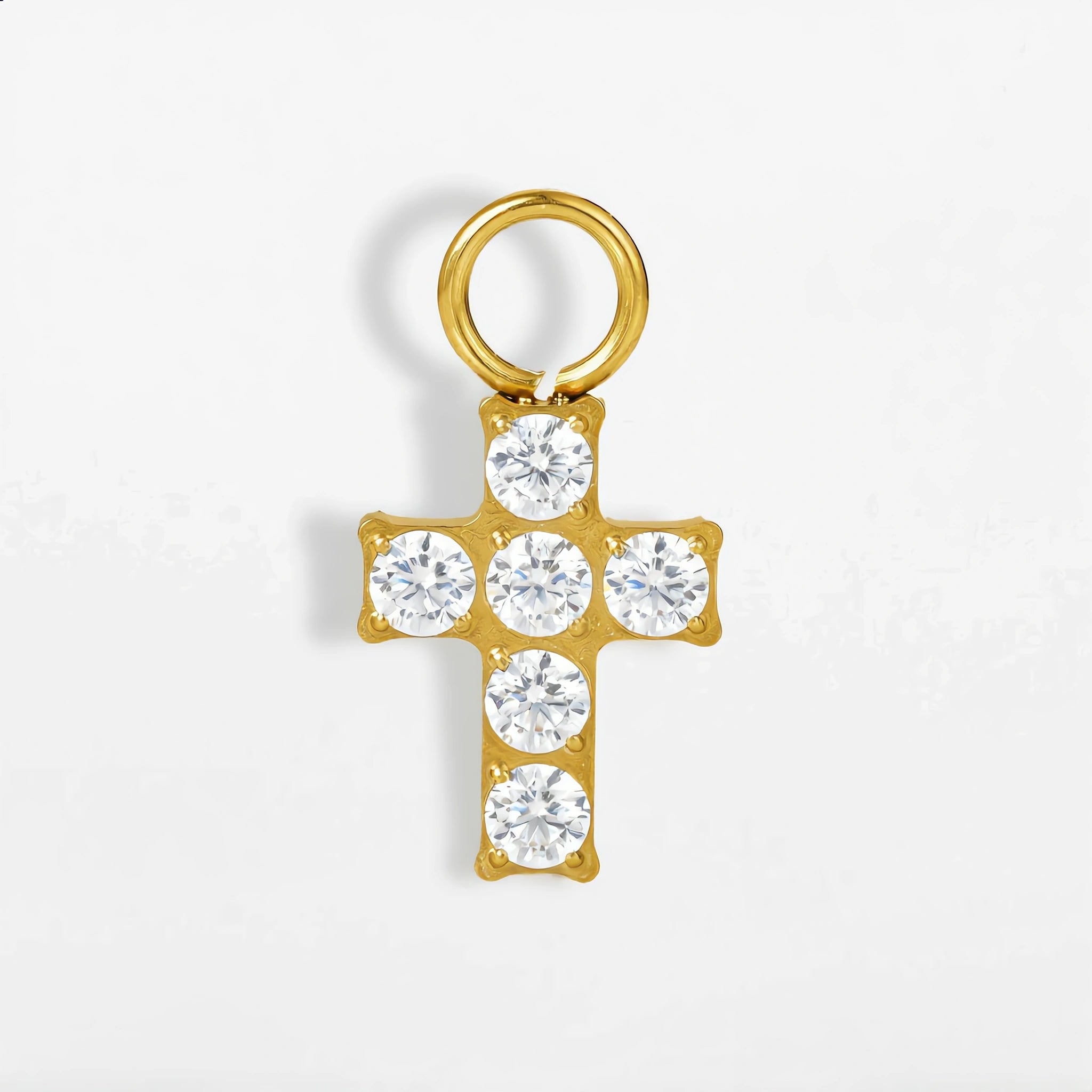 Titan Anhänger Kreuz mit Zirkonia (einzelner Charm)