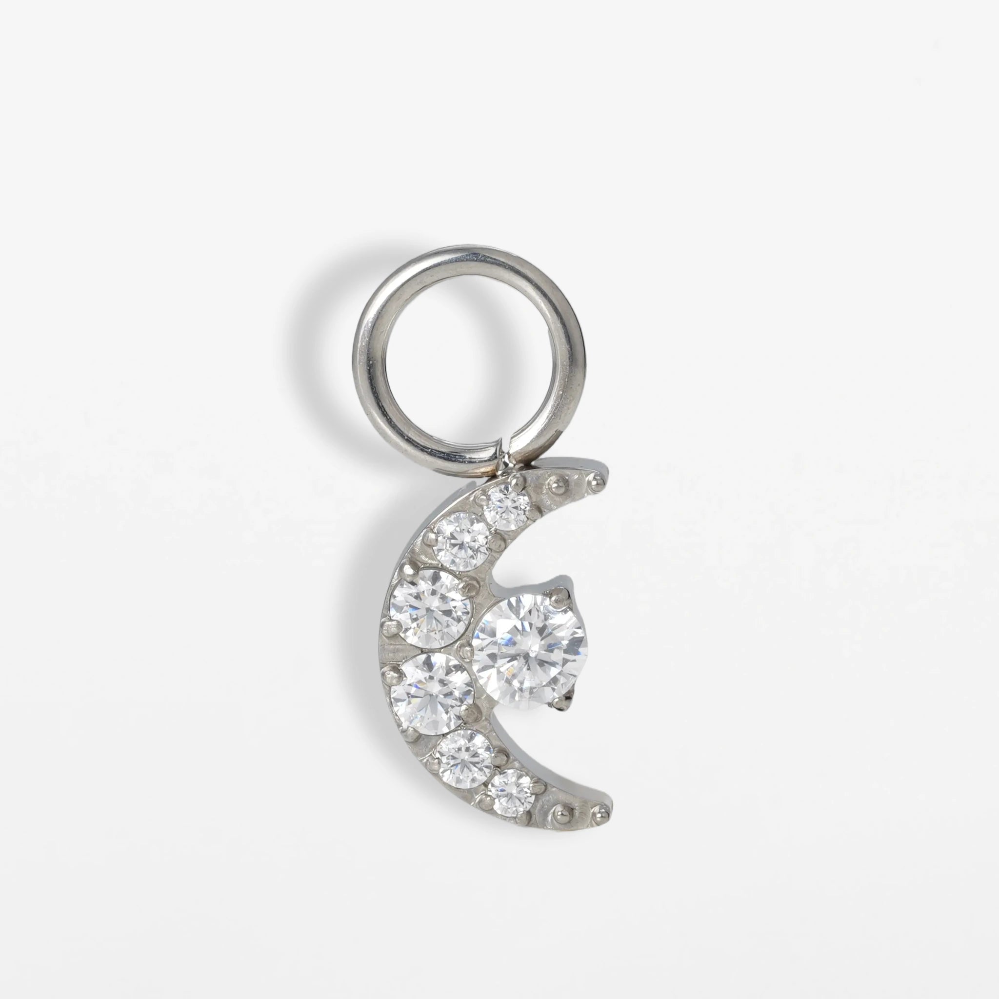 Titan Anhänger Mond mit Zirkonia (einzelner Charm)