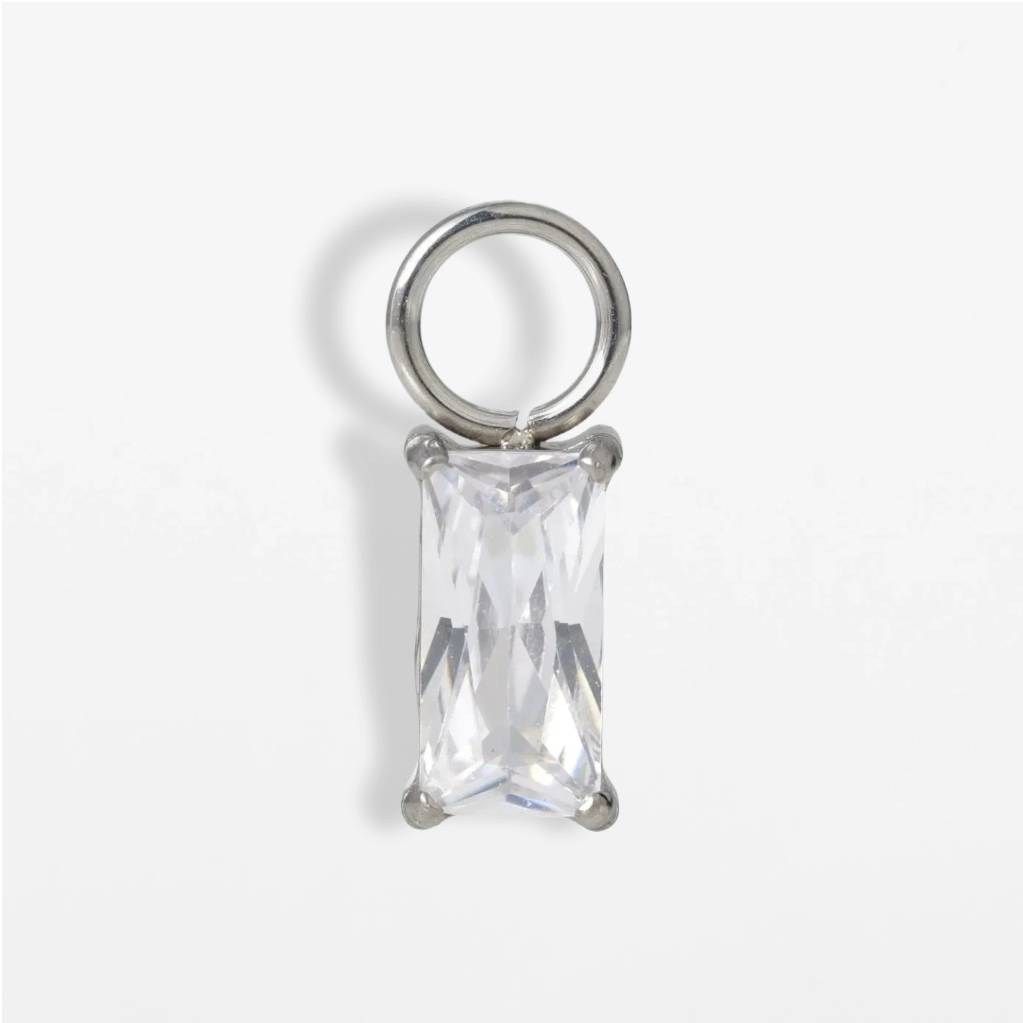Titan Anhänger Baguette mit Zirkonia (einzelner Charm)