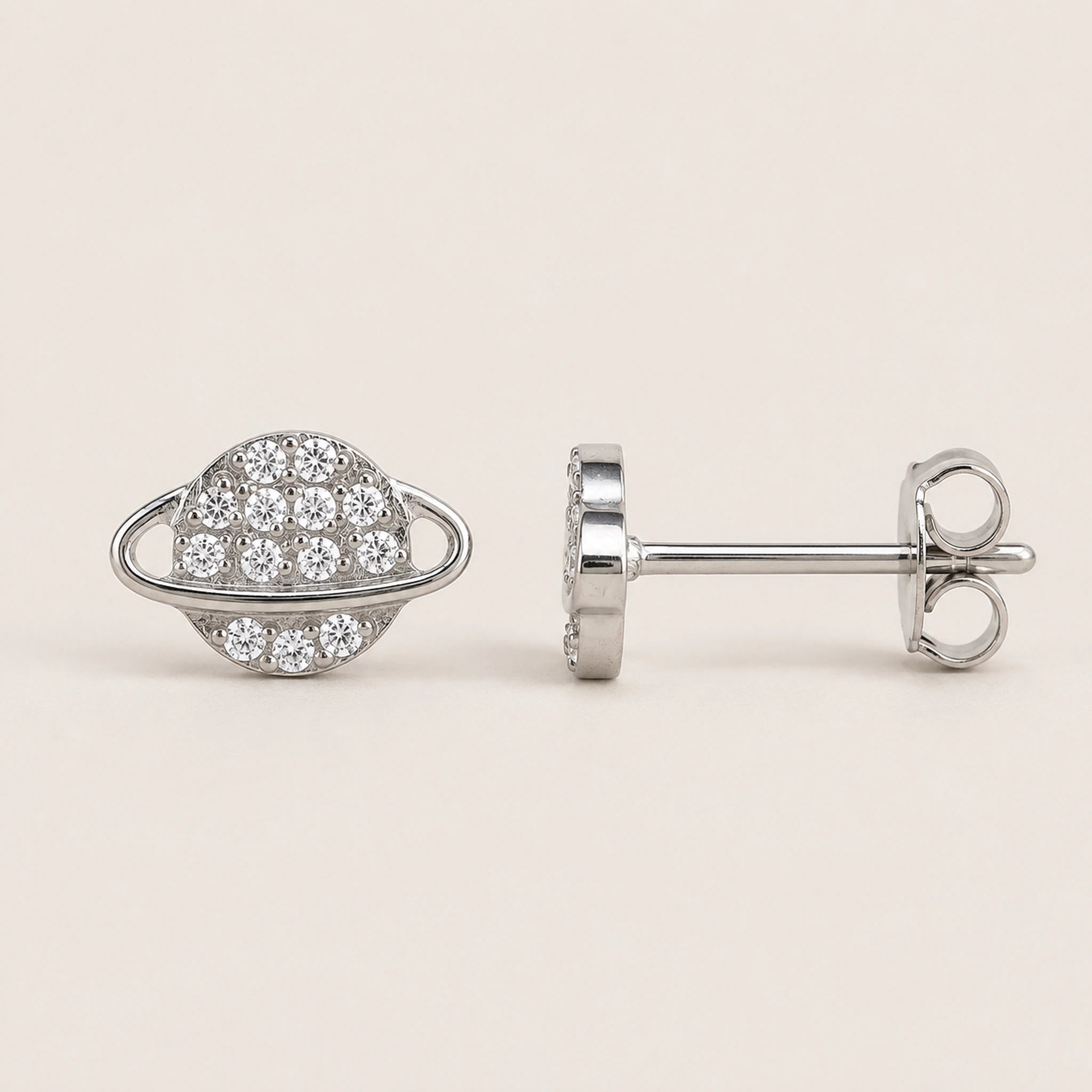 Titan Ohrstecker Planet mit Zirkonia