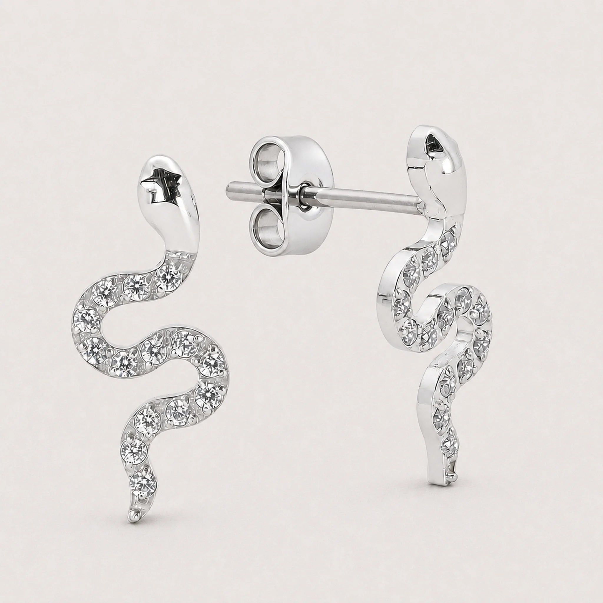 Titan Ohrstecker Schlange mit Zirkonia