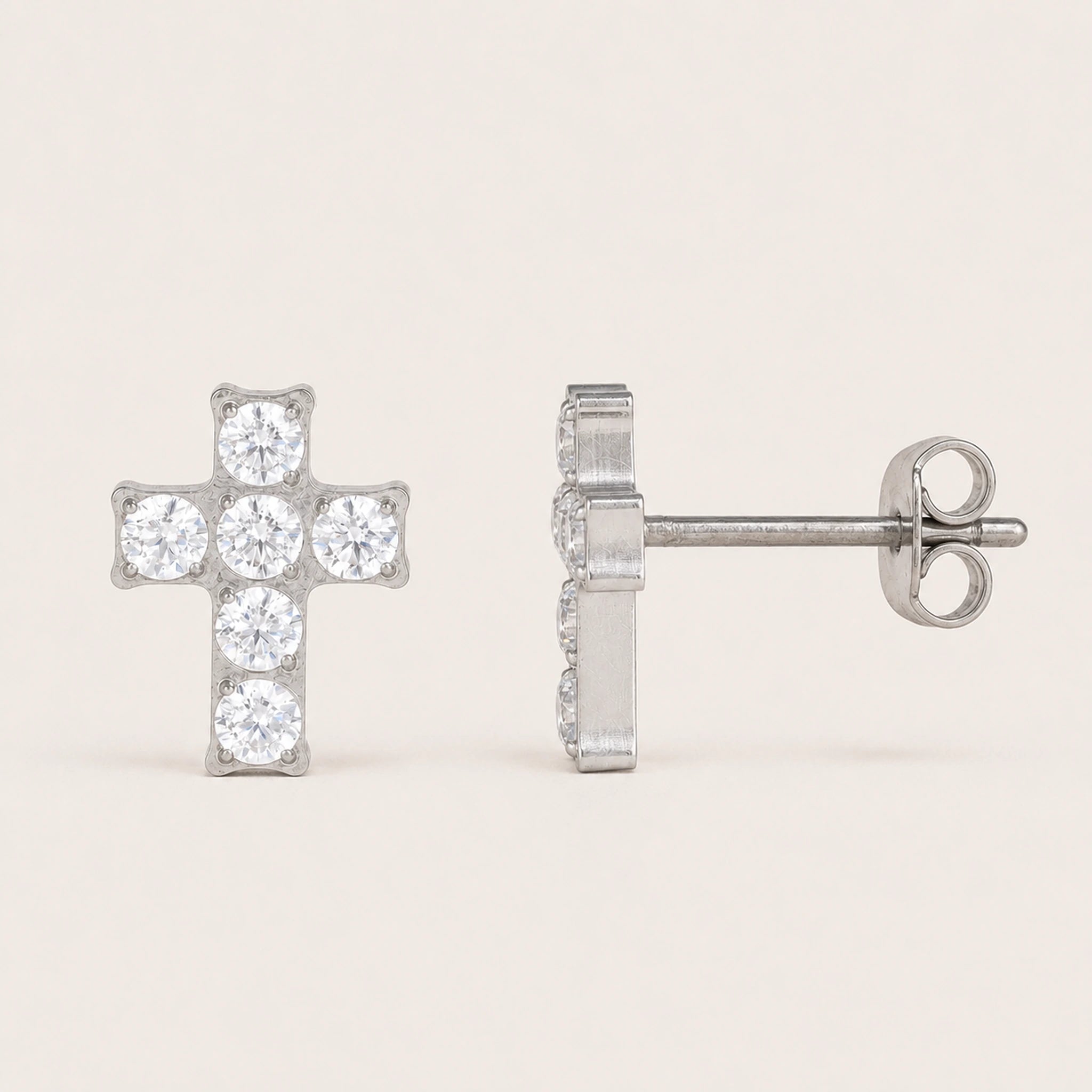 Titan Ohrstecker Kreuz mit Zirkonia