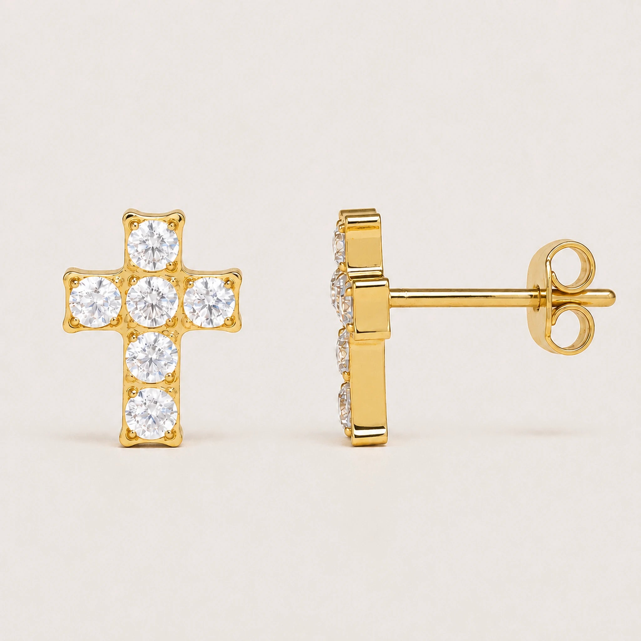 Titan Ohrstecker Kreuz mit Zirkonia
