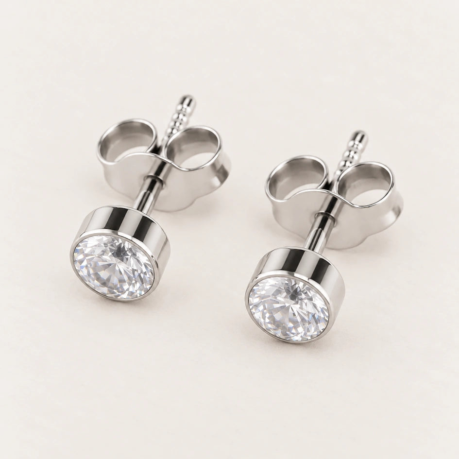 Titan Ohrstecker mit Zirkonia Stein Groß