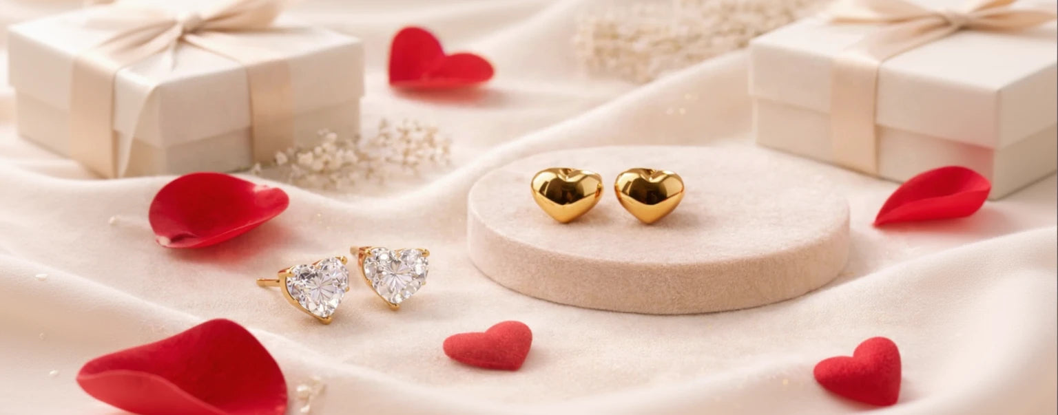 2 Paar herzförmige Ohrstecker aus Titan als Geschenk zum Valentinstag 