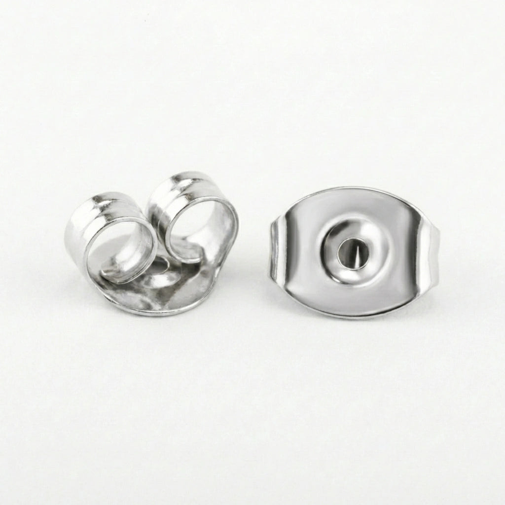 2er Set Ersatz-Verschlüsse aus silberfarbenem Titan für Ohrringe und Piercings