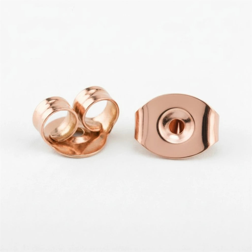 2er Set Ersatz-Verschlüsse aus roségoldenem Titan für Ohrringe und Piercings
