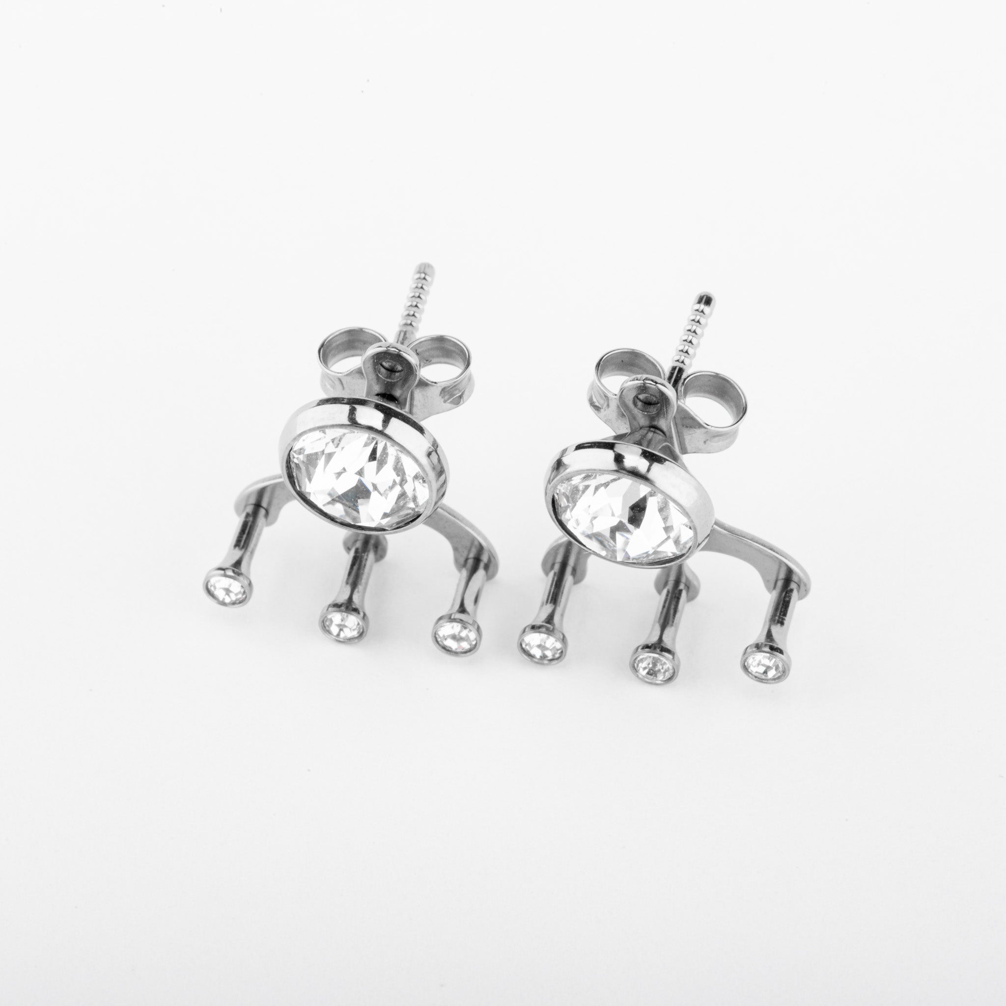 Ohrstecker mit Octopus Zirkonia Swarovski® aus Titan in Silber von nonu.Berlin - seitlich